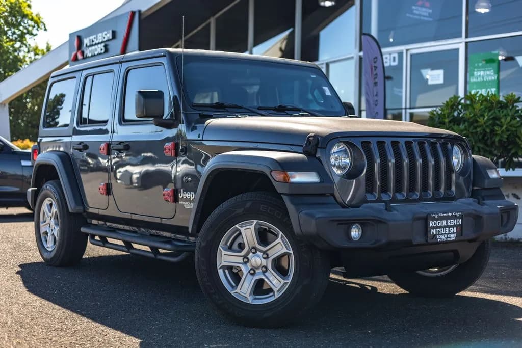 2018 Jeep Wrangler Unlimited Sport S in Crystal Metallic for sale at Roger Kehdi Mitsubishi near Portland, Oregon