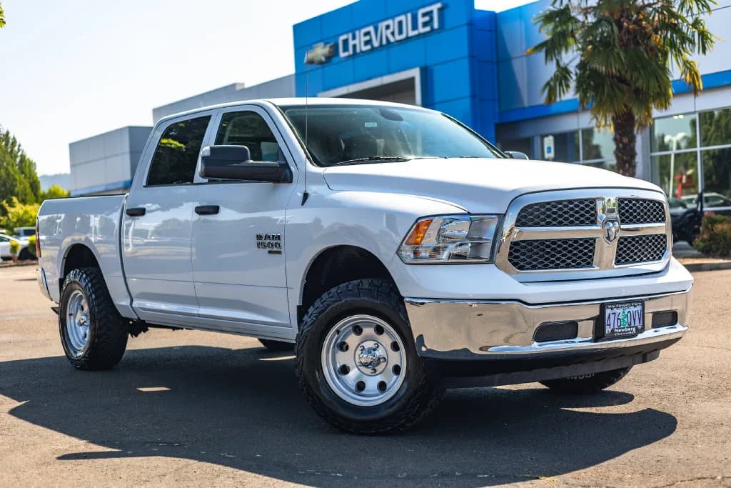 2023 Ram 1500 Classic SLT in Bright White Clearcoat for sale at Newberg Chevrolet in Newberg, Oregon, photo 1 of 32