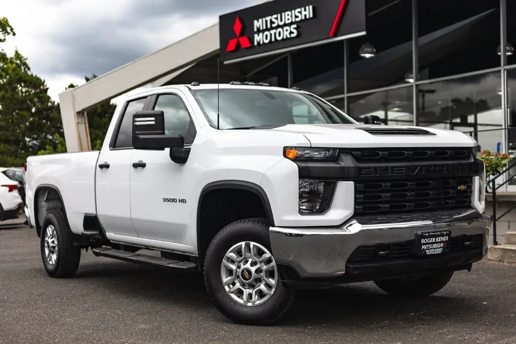 2022 Chevrolet Silverado 3500HD Work Truck in Summit White for sale at Roger Kehdi Mitsubishi near Portland, Oregon