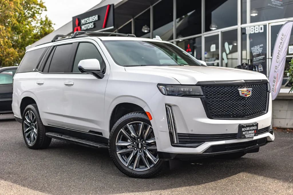 2023 Cadillac Escalade Sport in Crystal White for sale at Roger Kehdi Mitsubishi near Portland, Oregon