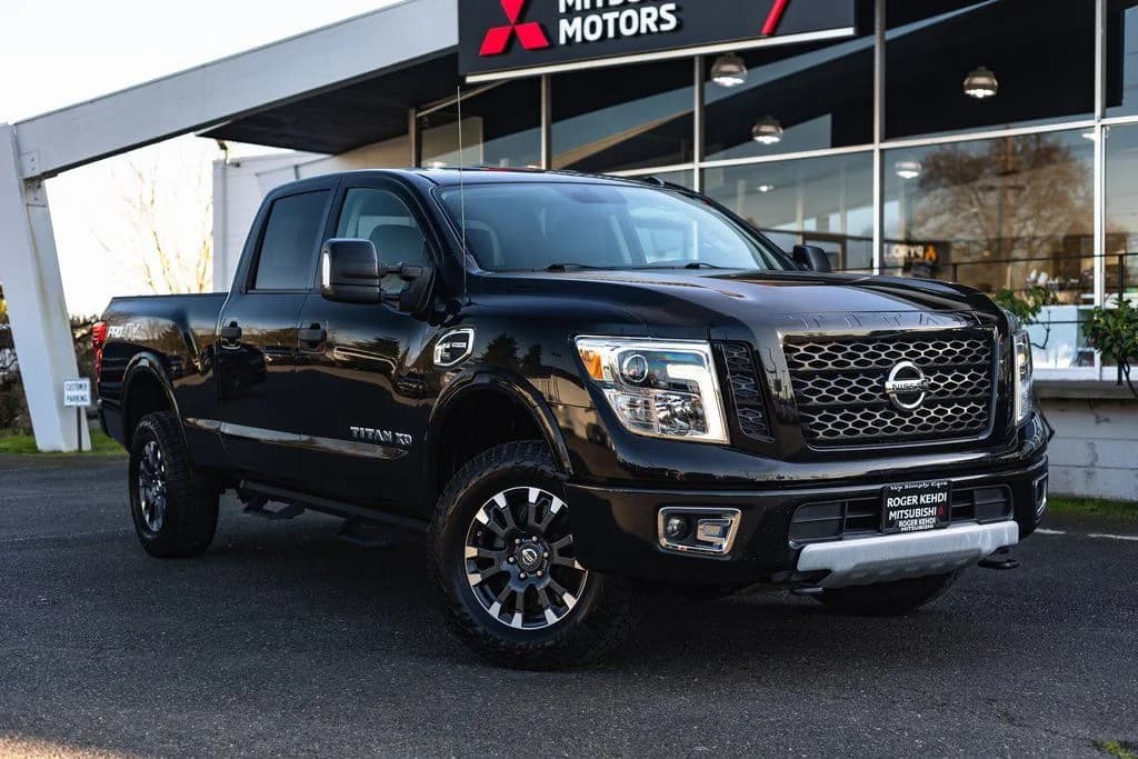 2018 Nissan Titan PRO-4X in Magnetic Black for sale at Roger Kehdi Mitsubishi near Portland, Oregon