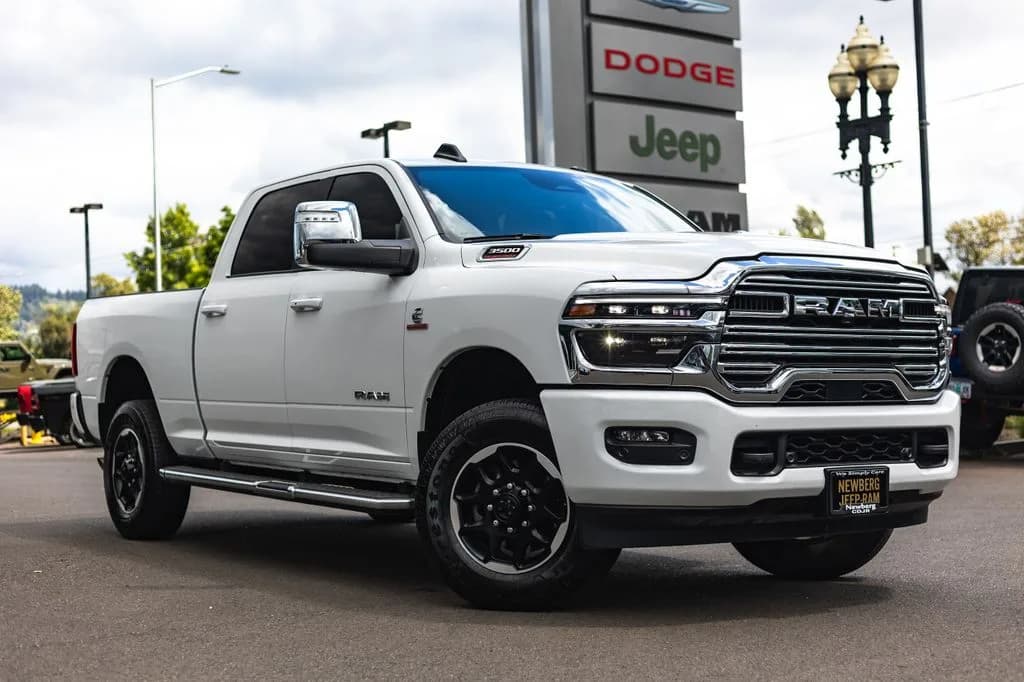 2025 Ram 3500 Laramie in Bright White Clearcoat for sale at Newberg CDJR in Newberg, Oregon