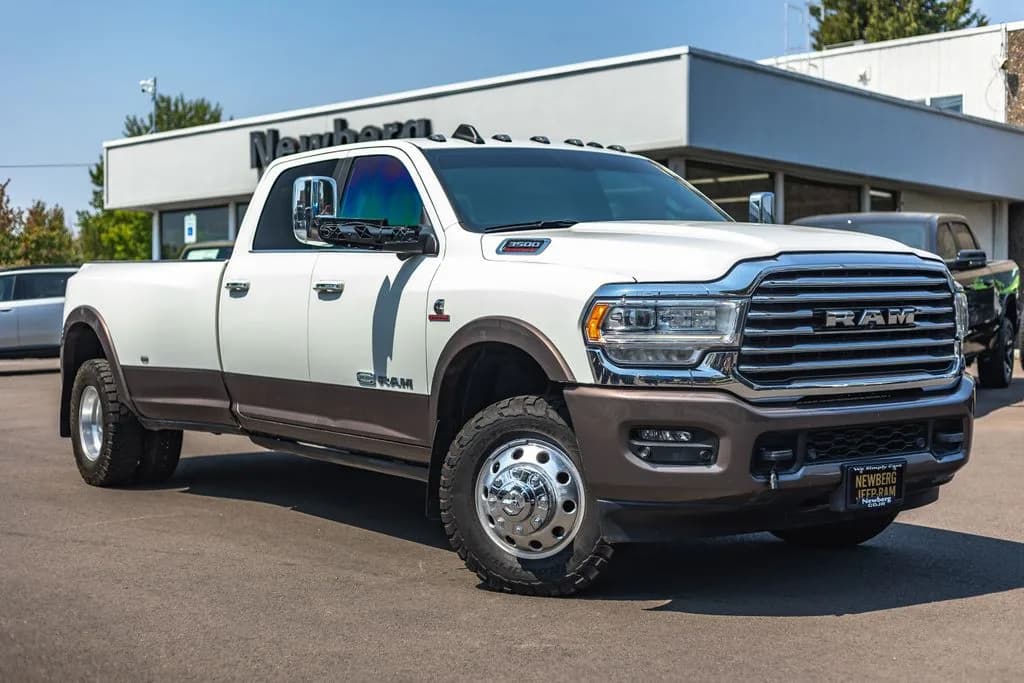 2020 Ram 3500 Laramie Longhorn in Pearl White for sale at Newberg CDJR in Newberg, Oregon