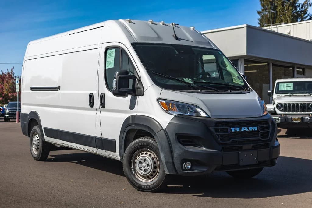 2025 Ram Promaster 3500 High Roof in Bright White Clearcoat for sale at Newberg CDJR in Newberg, Oregon