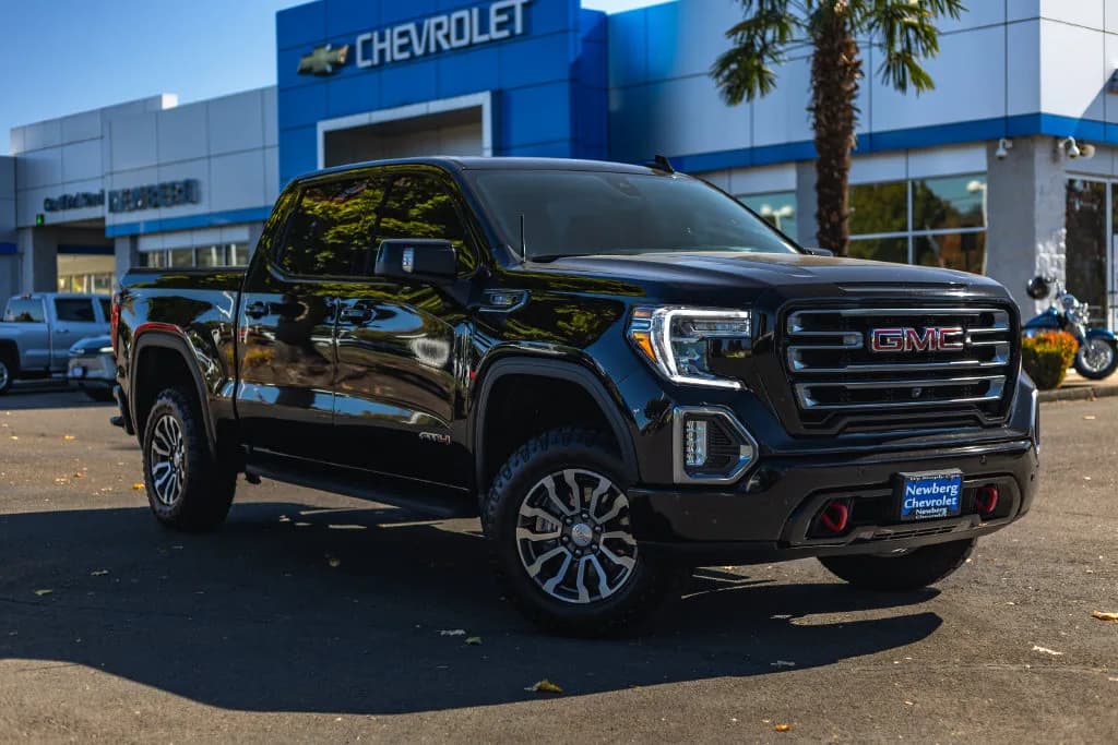 2021 GMC Sierra 1500 AT4 in Onyx Black for sale at Newberg Chevrolet in Newberg, Oregon, photo 1 of 30