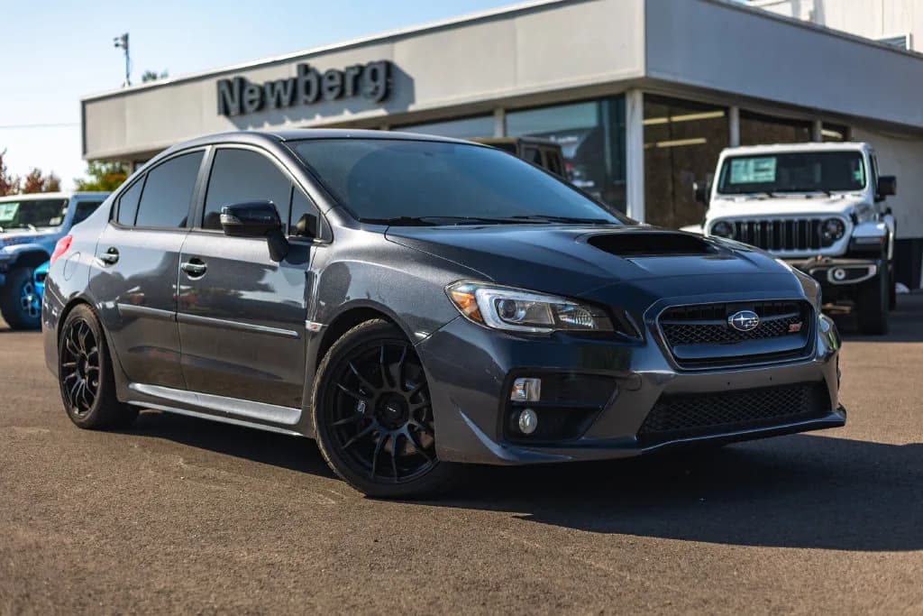 2015 Subaru WRX STI in Dark Gray Metallic for sale at Newberg CDJR in Newberg, Oregon, photo 1 of 10