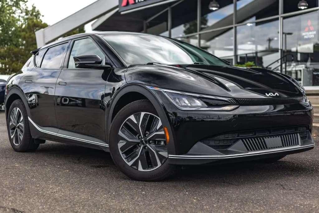 2024 Kia EV6 Light in Aurora Black for sale at Roger Kehdi Mitsubishi near Portland, Oregon