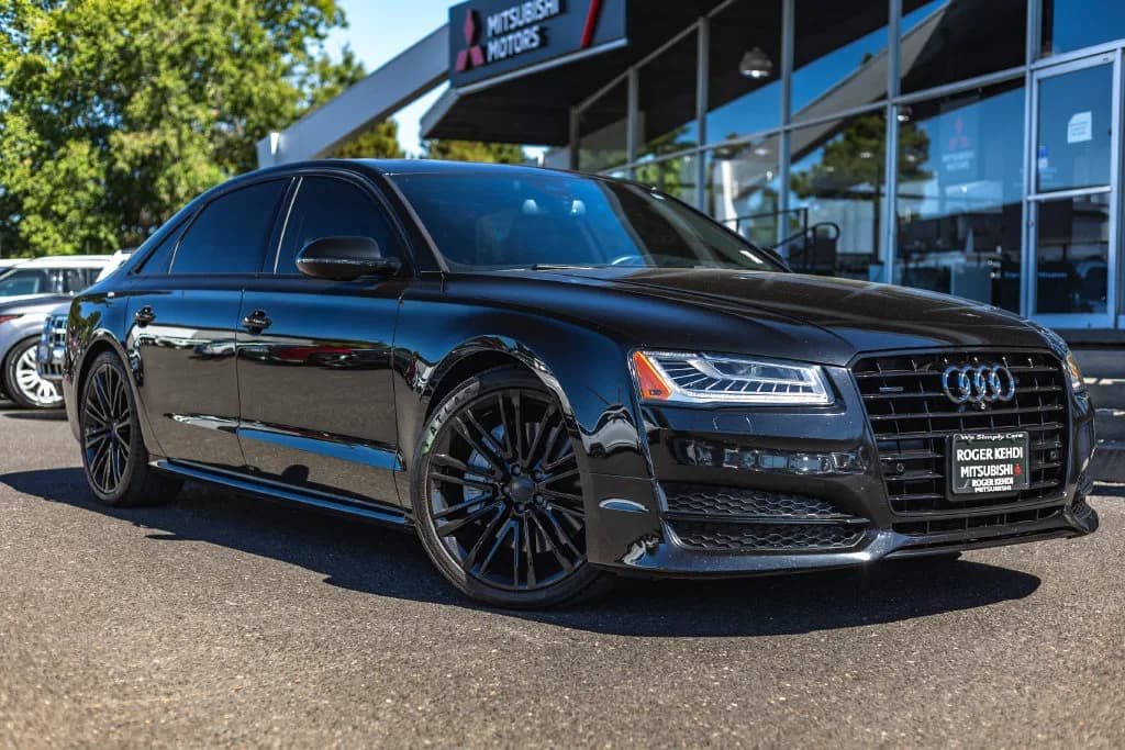 2017 Audi A8 quattro in Black Metallic for sale at Roger Kehdi Mitsubishi near Portland, Oregon