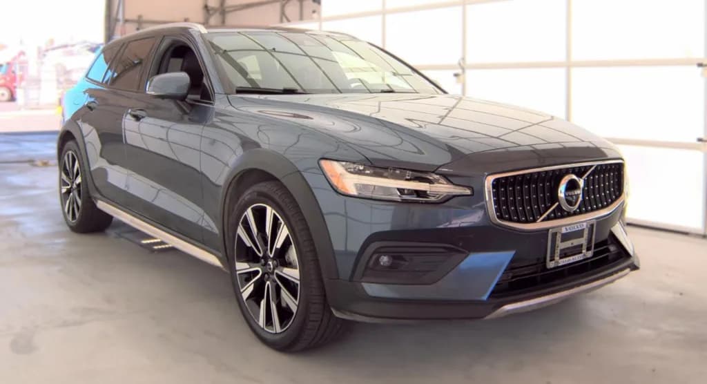 2021 Volvo V60 Cross Country T5 in Denim Blue Metallic for sale at Roger Kehdi Mitsubishi near Portland, Oregon