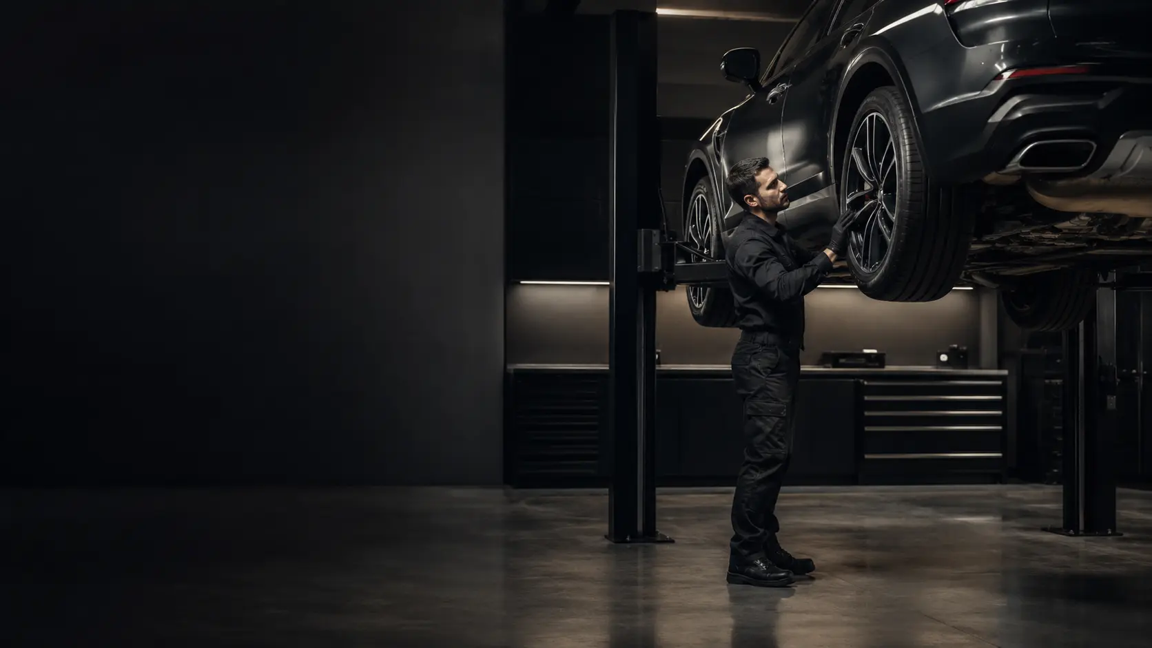 Service technician working on a vehicle at an RSK Auto Group dealership in Oregon
